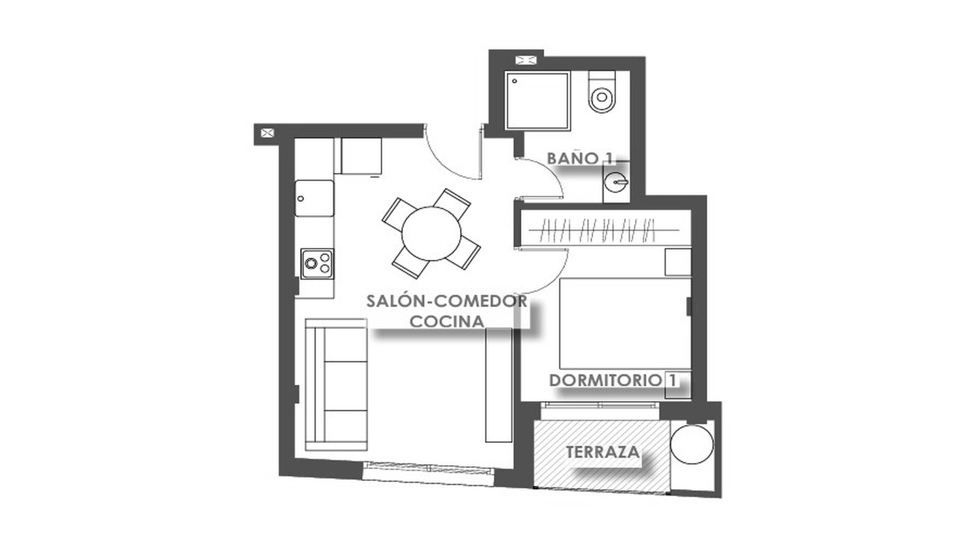 Apartment floor plan, 1 bedroom in EDIFICIO ANTONELLA No. 3